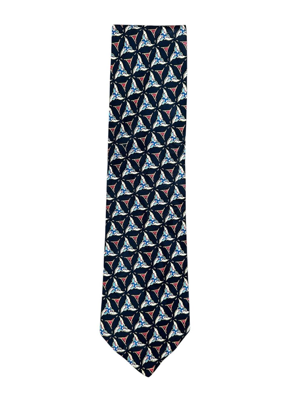 Brioni Geometric Triskelion Tessellation Made in Italy Silk Tie Navy — Size OS